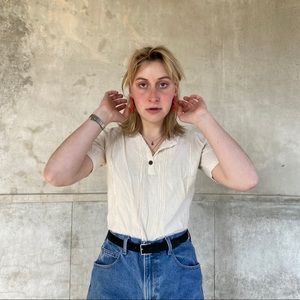 Vintage Linen Shirt with Bamboo Buttons